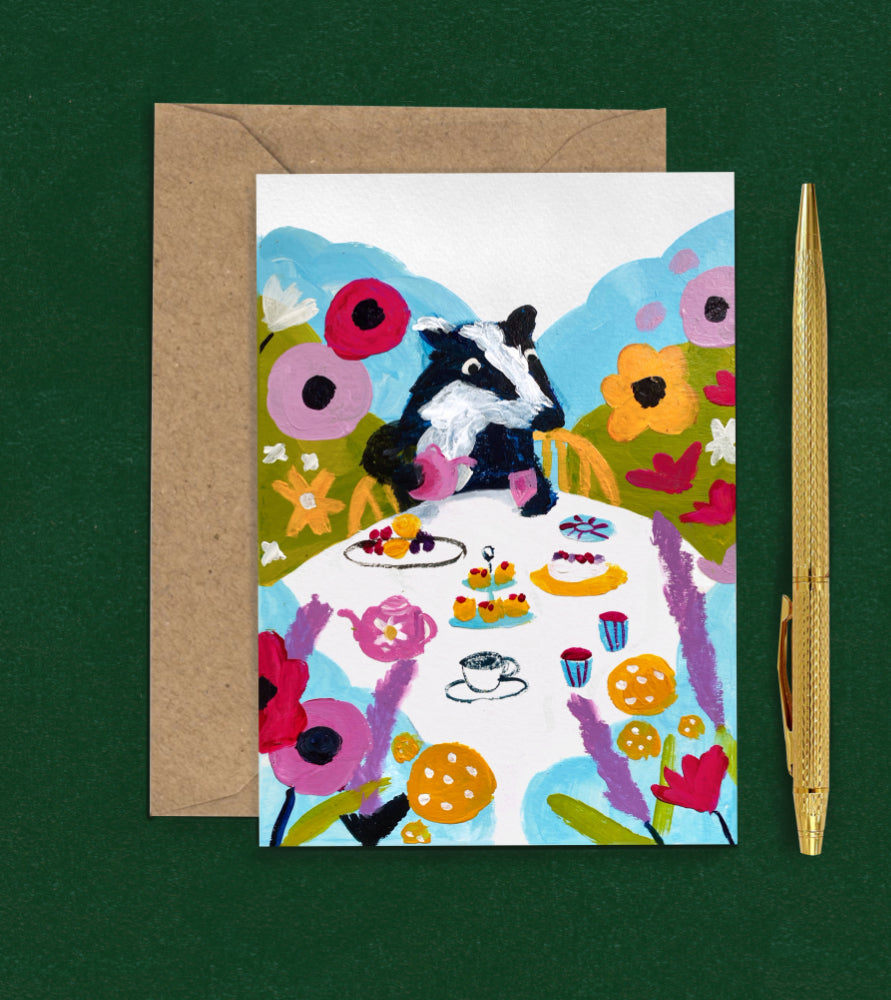 Badger's Tea Party A6 Greetings Card