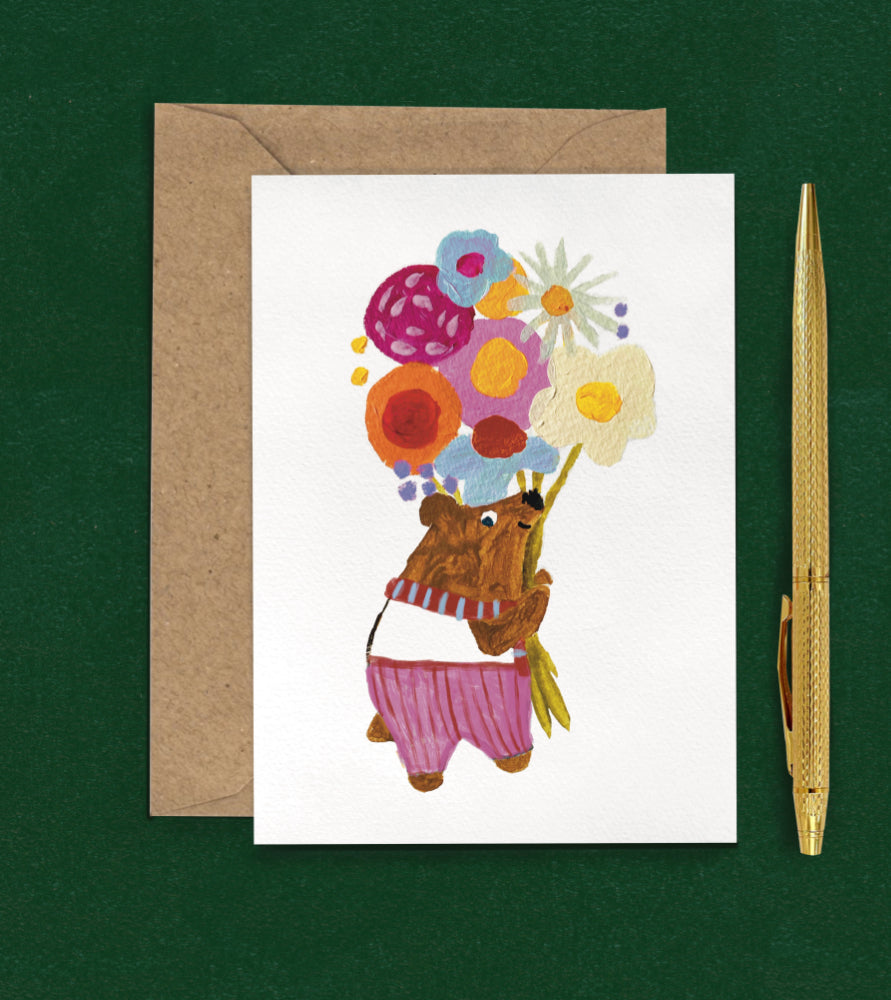 Tiny Bear Bouquet A6 Greetings Card