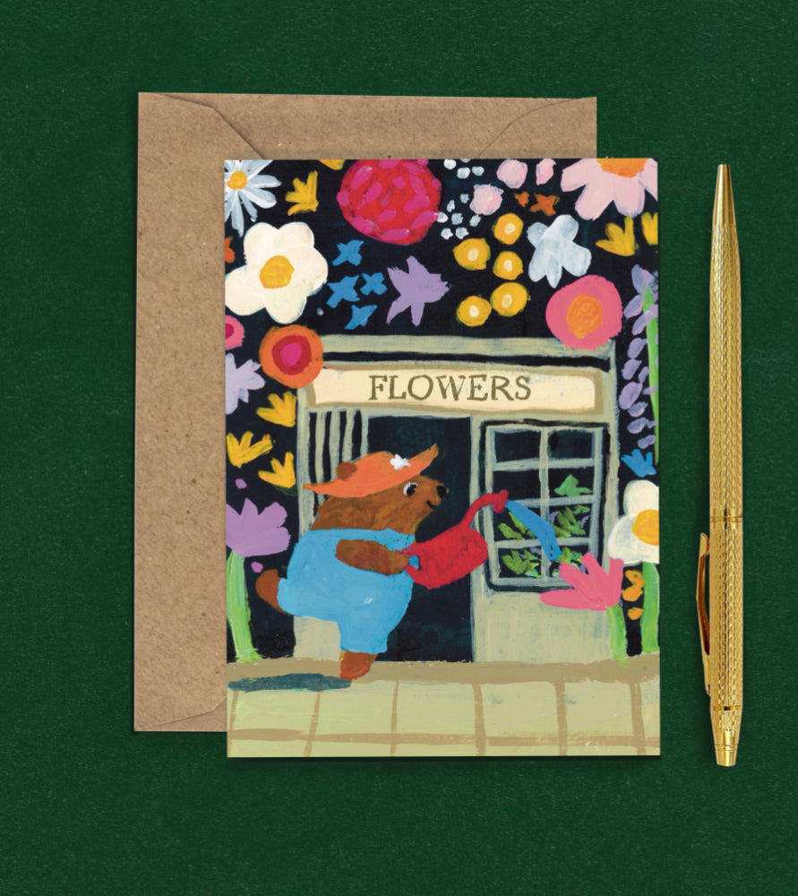 Tiny Bear Blooms A6 Greetings Card