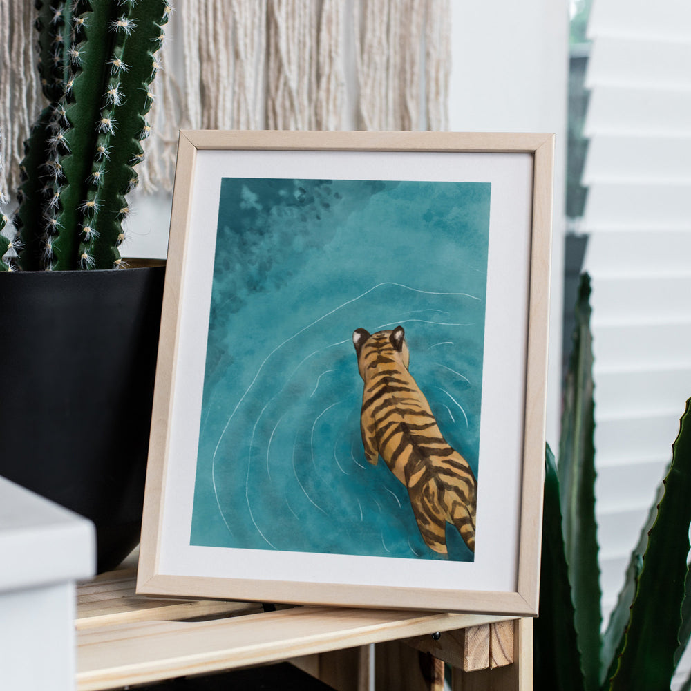 Tiger Wading Art Print
