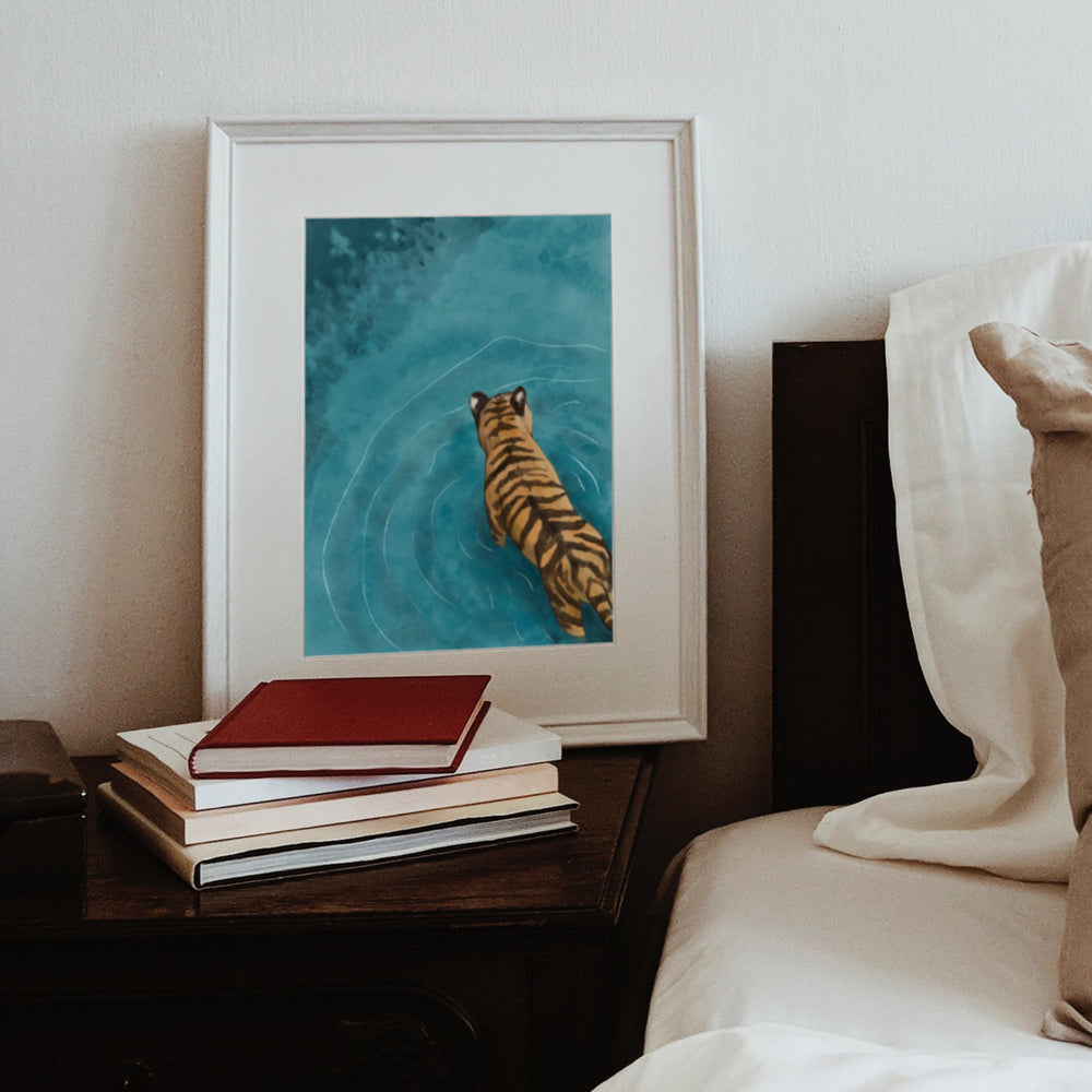 
            
                Load image into Gallery viewer, Tiger Wading Art Print
            
        